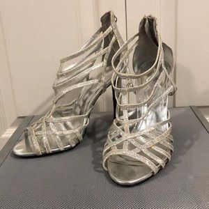 Silver sparkle strappy heels